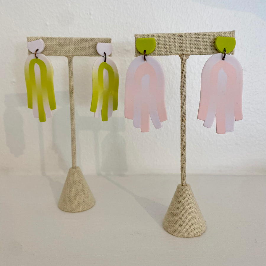 Tassel Earrings | Pink + Green