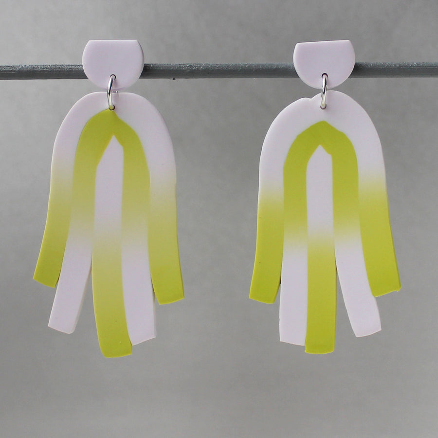 Tassel Earrings | Grey + Lime
