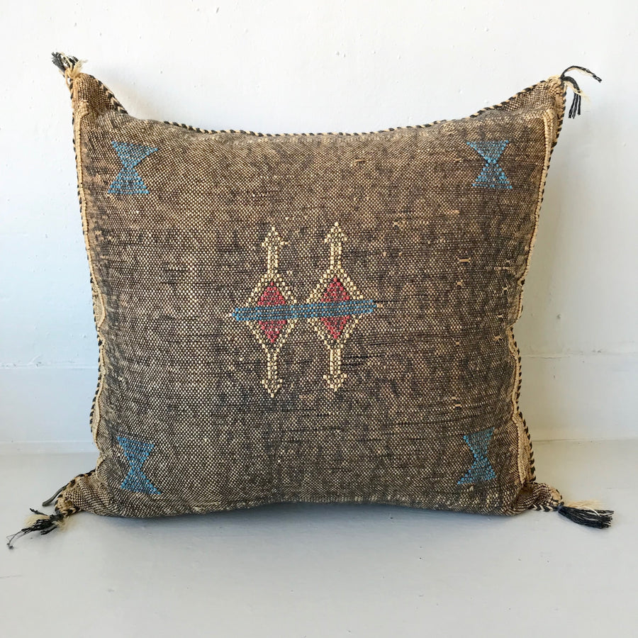 Moroccan Cactus Silk Pillow | Brown
