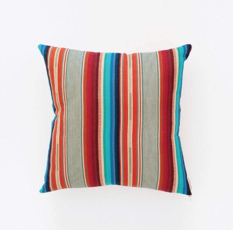 Natural Canvas Throw Pillow | Red + Blue